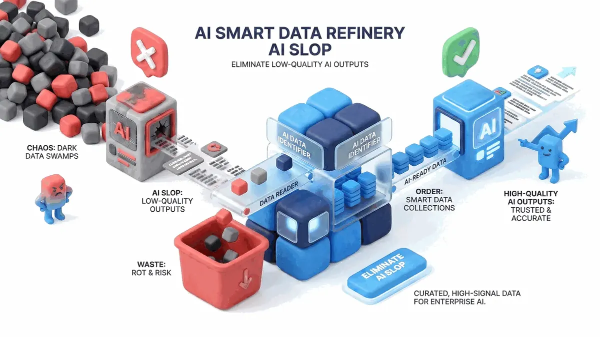 Smart Data Refinery eliminating AI Slop by transforming Dark Data chaos into curated, high-signal Smart Data Collections
